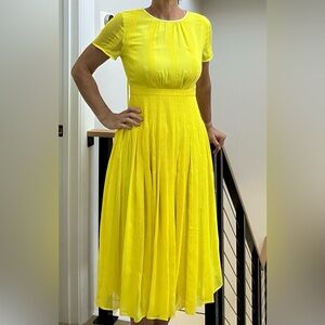 j crew gold stripe dress J.CREW Women's Striped Fit & Flare Dress Gold Beige Black V-Neck Size 4